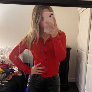 Red Button Down Top❤️‍🔥